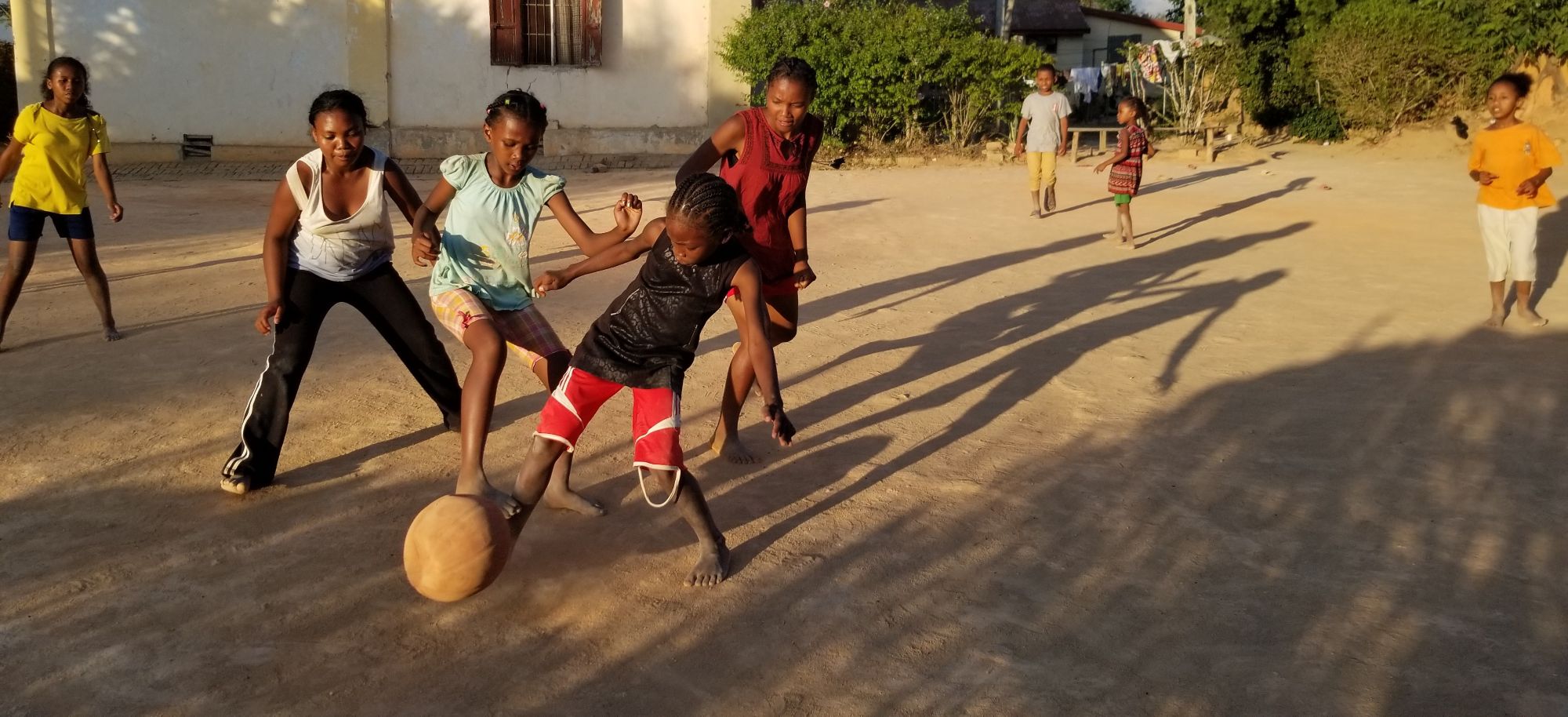 Students playing soccer