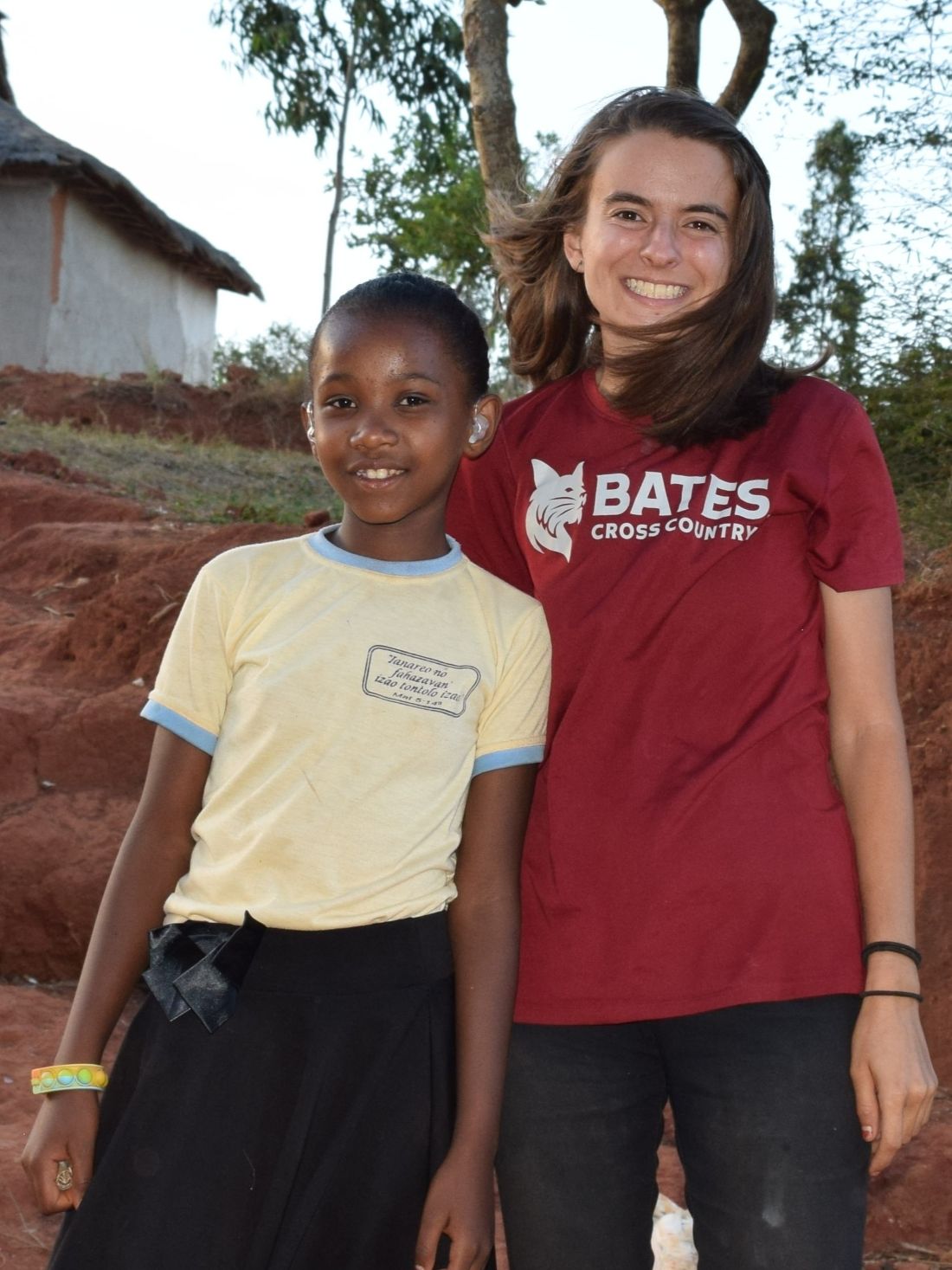 Aro poses for a photo with Meylou Fund for the Deaf founder Vanessa Paolella